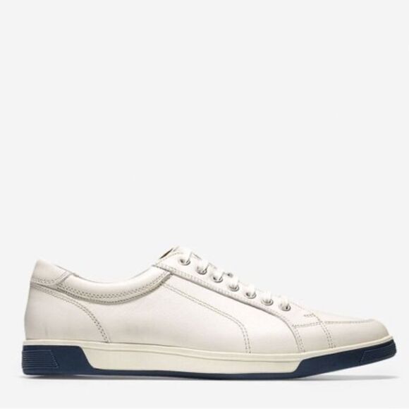 COLE HAAN MENS 10 M OFF WHIE LEATHER QUINCY SPORT OXFORD FASHION SNEAKER - Picture 1 of 10